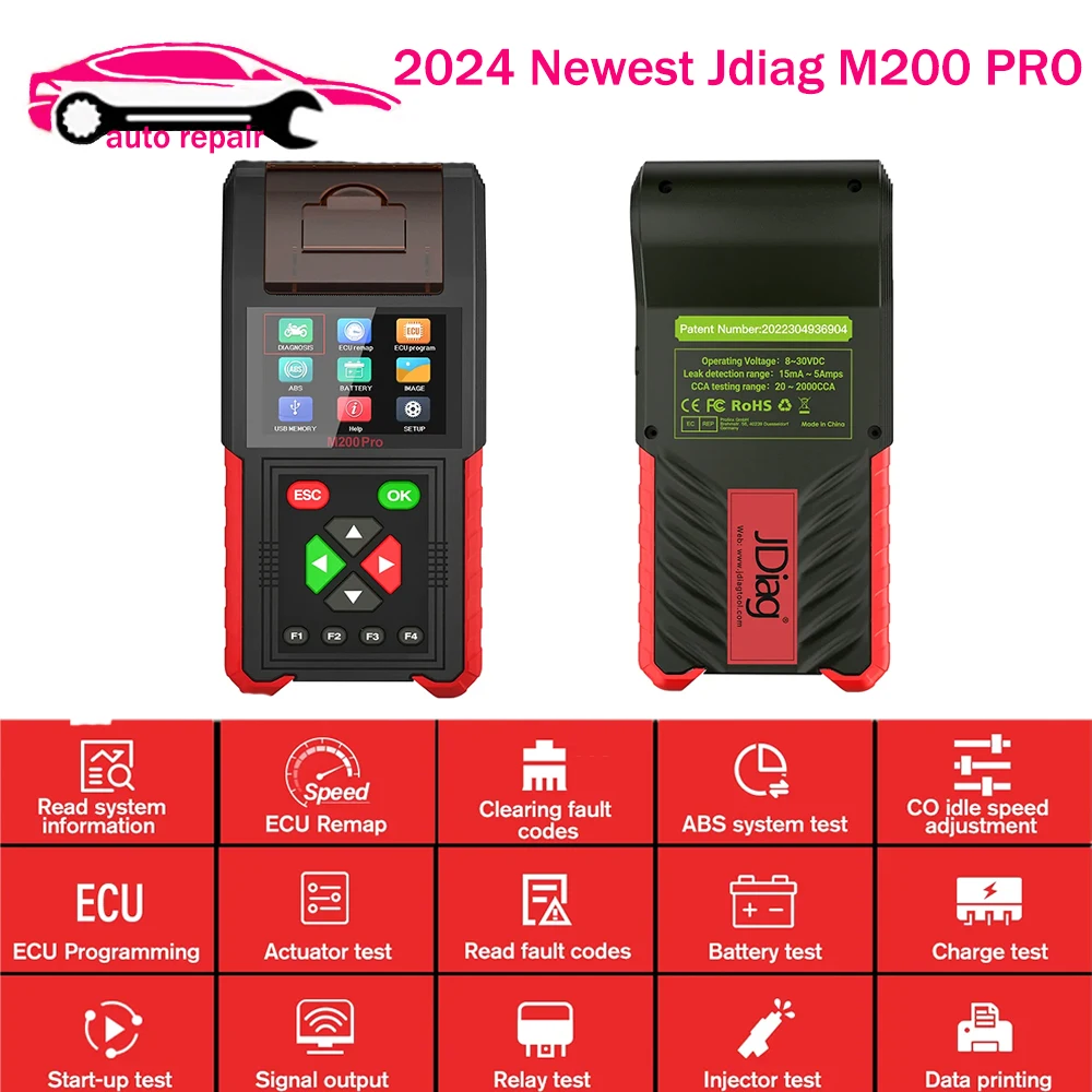 Лидер продаж JDiag M200 PRO мотоциклетный диагностический сканер OBD2 тестер батареи
