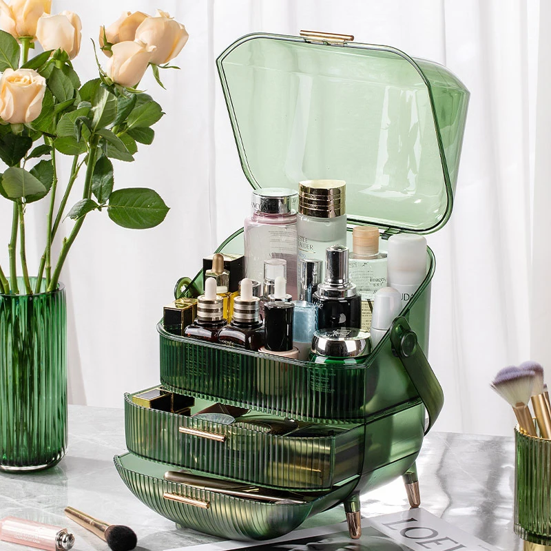 

Box Capacity Dustproof Large With Organizers Holder Care Makeup Up Cosmetic Skin Desktop Lid Storage Storage Brushes Make Drawer