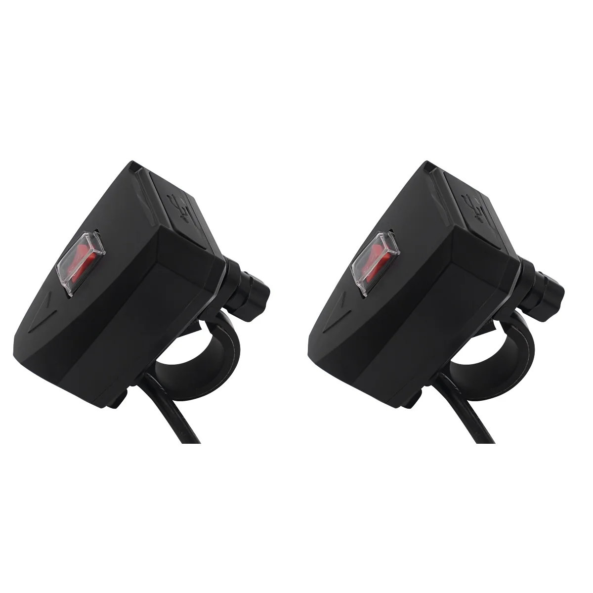 

2pcs Motorcycle Mobile Phone Waterproof Dual usb Electric Car with Switch 12v-80v Handlebar Installation (Black)