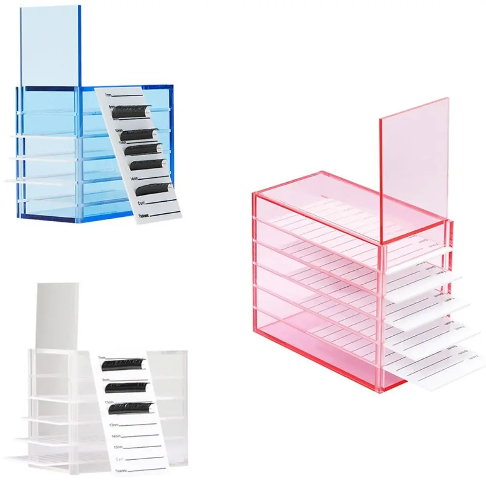 

Portable Eyelash Extension Storage Box Empty Transparent False Eyelash Pallet Holders Acrylic Blue/Pink Eyelash Stand Tray