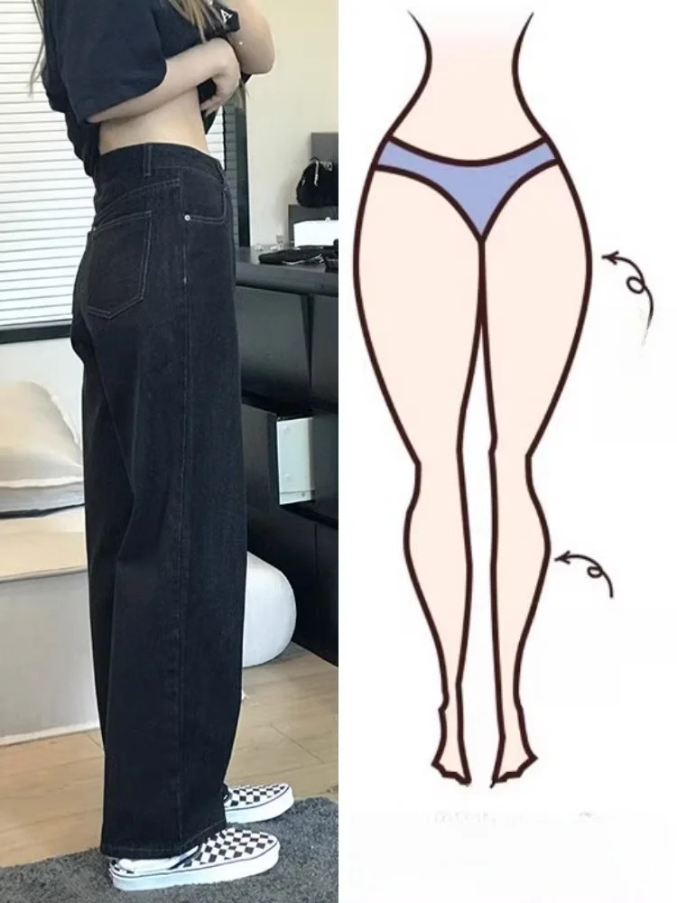 Женские широкие джинсы больших размеров с высокой талией весна 2024 новые