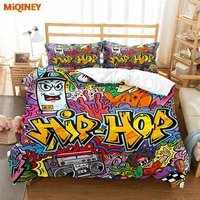 miqiney street hip hop style printed bedding set 3d graffiti funny duvet cover set bed set linen bedclothes twin queen king size