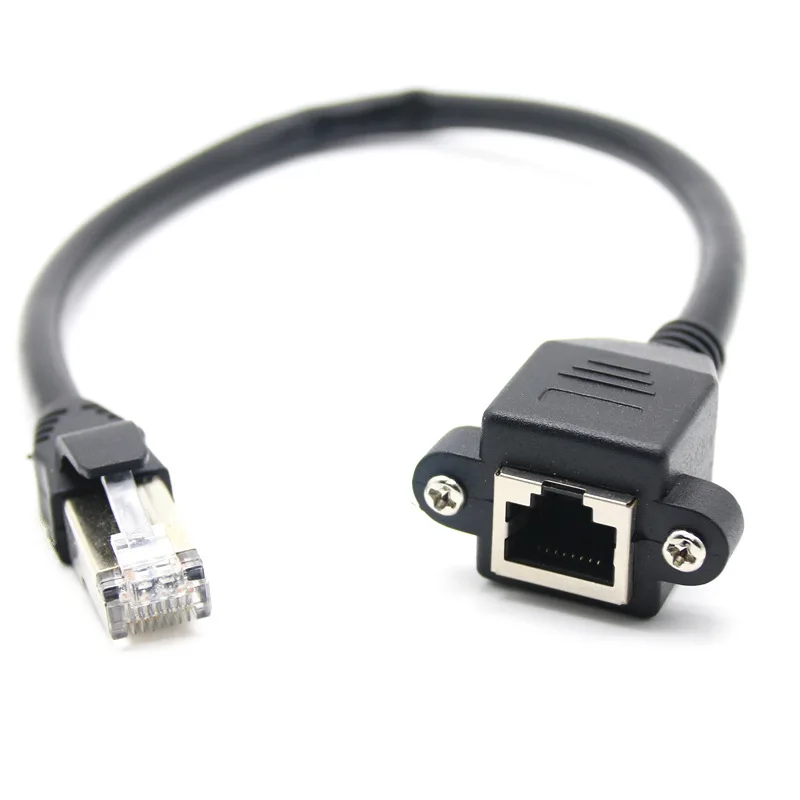 8P8C FTP STP UTP RJ45 Cable Male To Female 100M/1000M Speed Cat5 Cat6e Screw Panel Mount Ethernet LAN Network Extension Cable