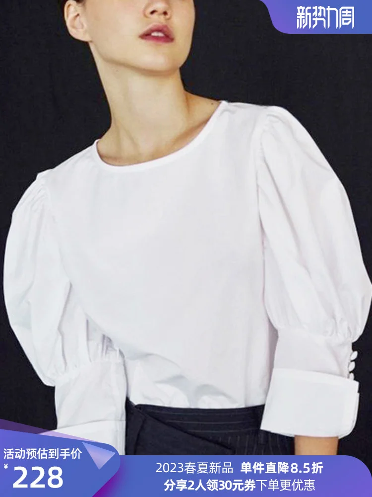 

Женская рубашка с круглым вырезом Witch and Knight, летняя белая рубашка с рукавами-фонариками, 2023