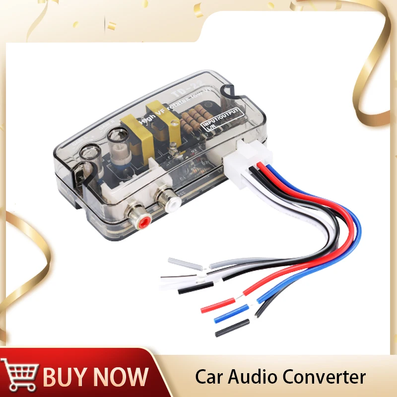 2022 New 12V Auto Car Audio Converter RCA Stereo Converter High To Low Adjustable Frequency Line Speaker Level Converter Adapter