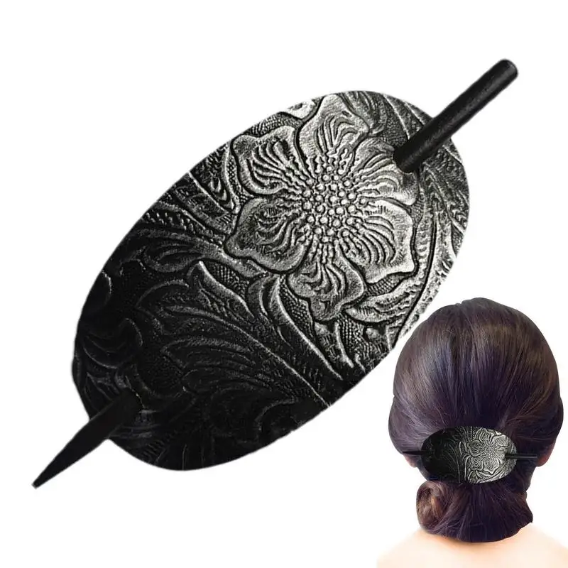 

Кожаная заколка для волос с палочкой, заколка для волос из искусственной кожи, зажим для волос, заколка для волос для конского хвоста для женщин, длинные волосы