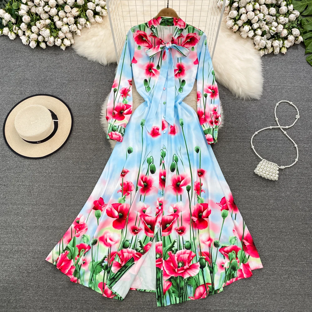 

Светильник роскошное платье в стиле ретро с длинными рукавами и бантом на талии