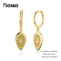 boako 925 sterling silver earrings for women gold evil eye earrings small hoop ear bone aretes girl gift spike zircon earrings
