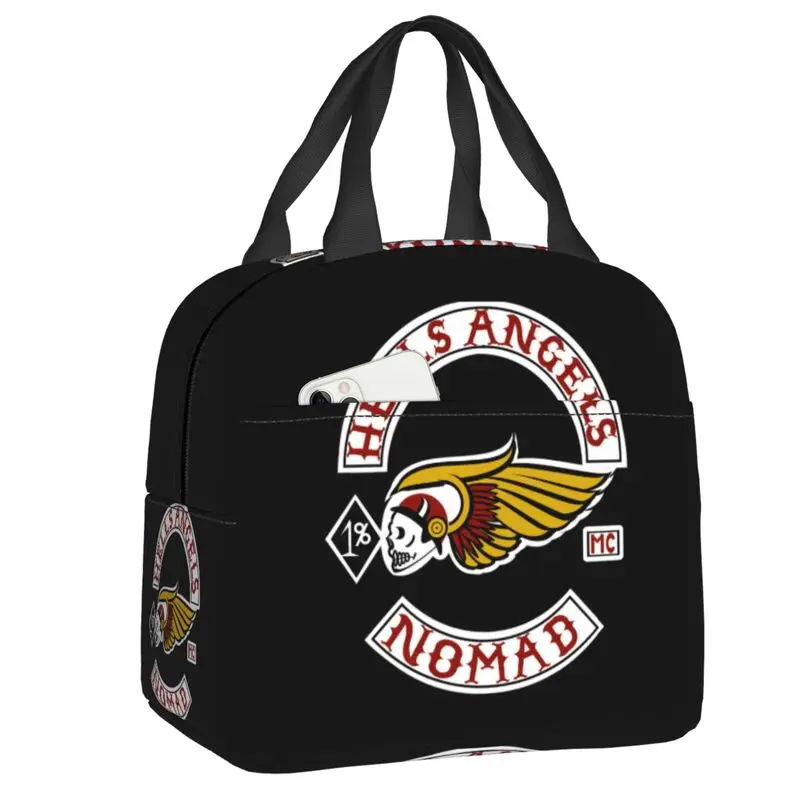 

Hells Angels Logo Resuable Lunch Boxes for Women Waterproof Motorcycle Club Thermal Cooler Food Insulated Lunch Bag Office Work
