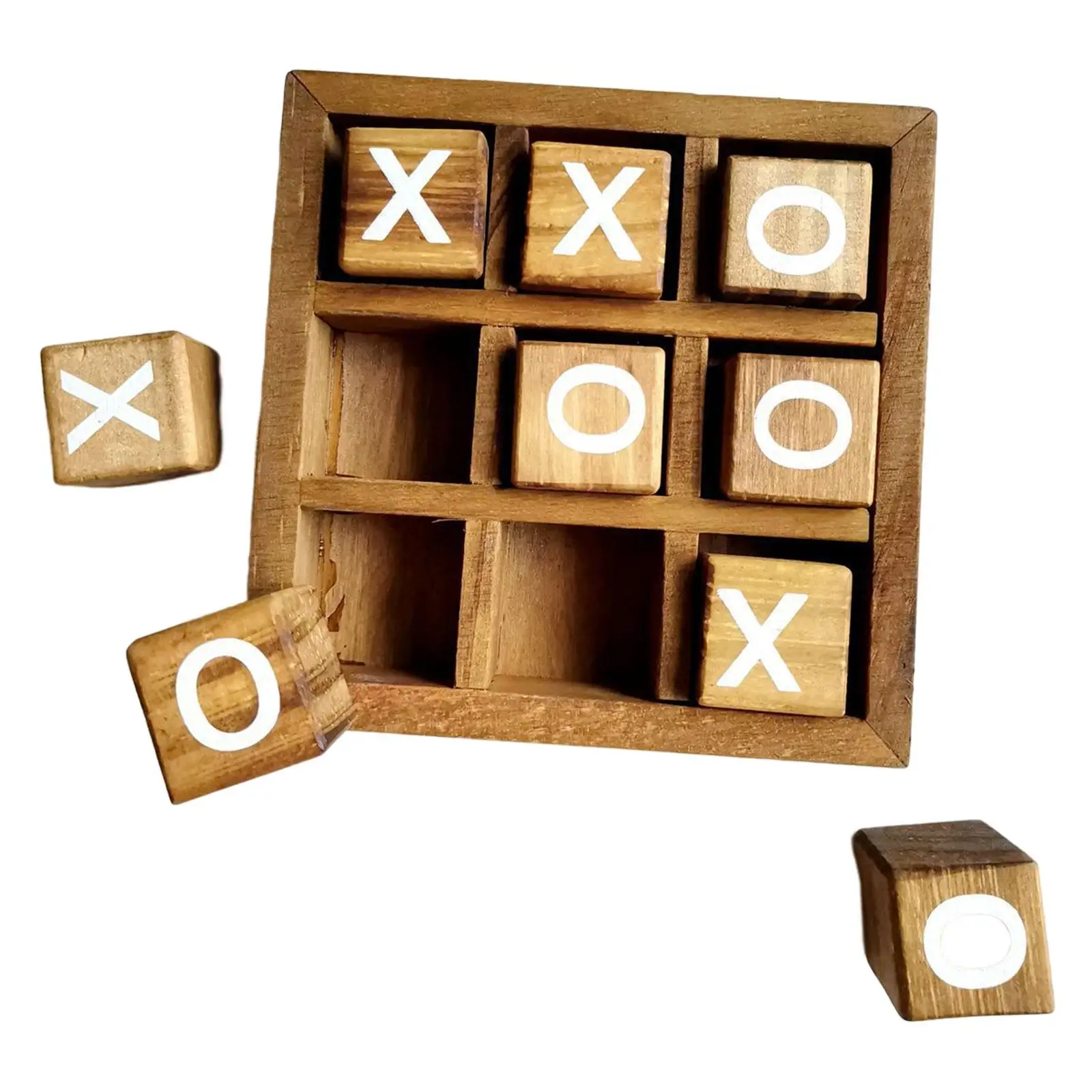 

Wooden Tic TAC Toe Game Table Games Party Favor Fun Indoor Brain Teaser Travel for Family Adults Kids Living Room Decor