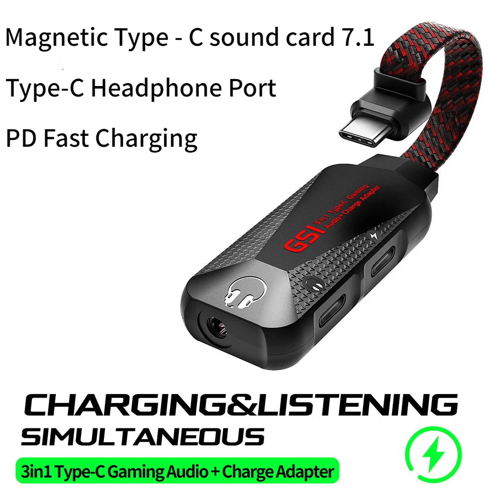 

3 в 1 USB C адаптер для зарядки от Type-C до 3,5 мм