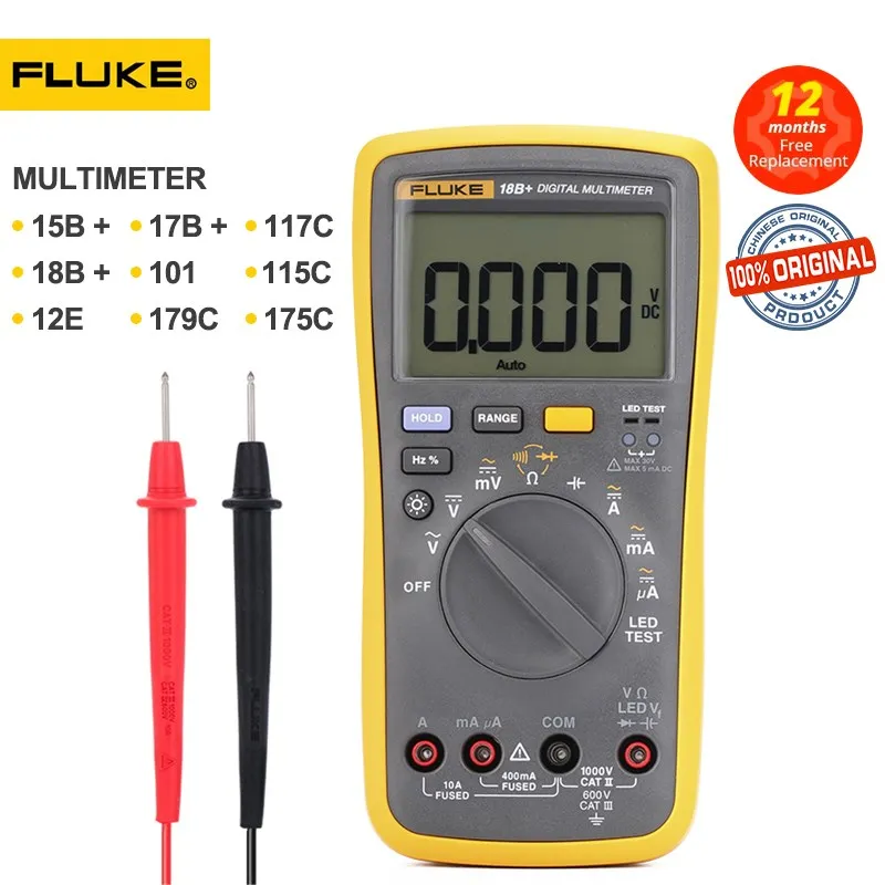

Fluke Digital Multimeter 15B+ 17B+ 18B+ 101 12E 179 117C 115C 175C Electrical Detector Voltmeter Ammeter Thermometer Tester