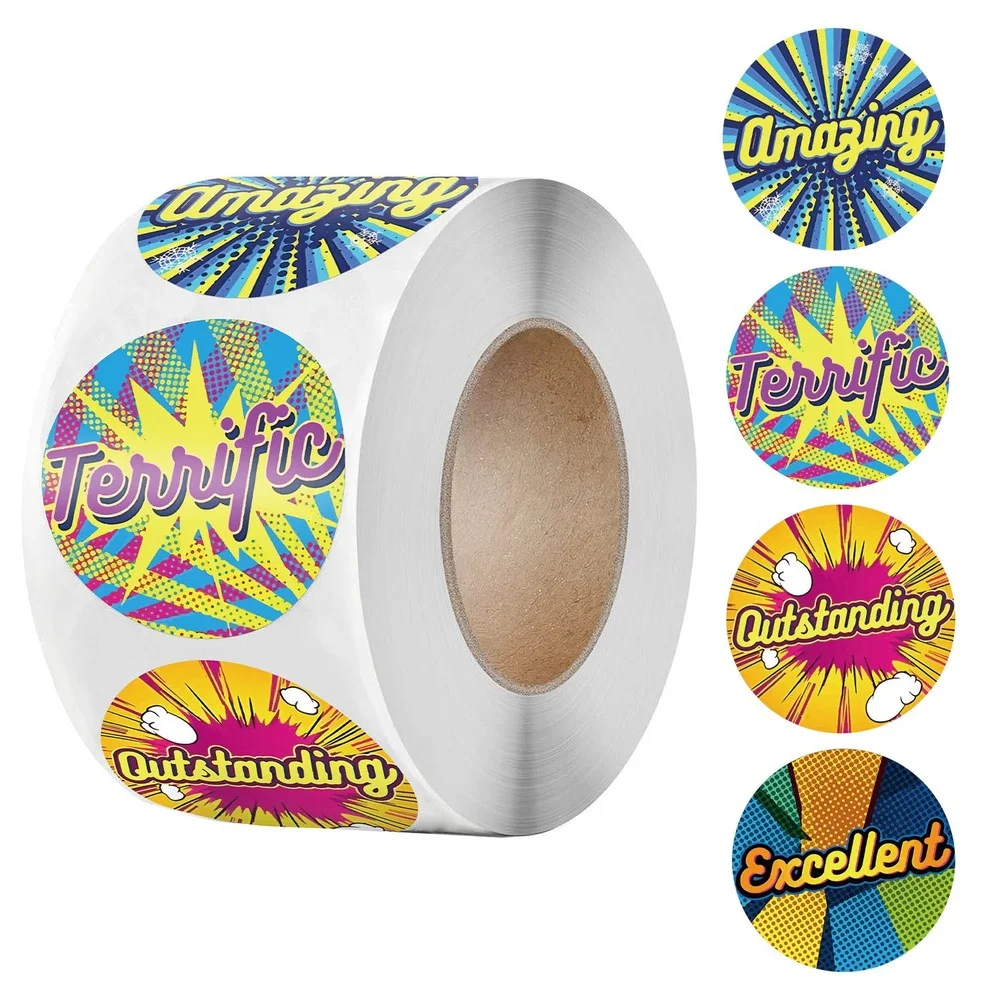 

50-500pcs 1-1.5 Inch Thank You Sticker Cartoon Animation Personality DIY Stickers Cut Thin Self-adhesive Label Round Handicraft