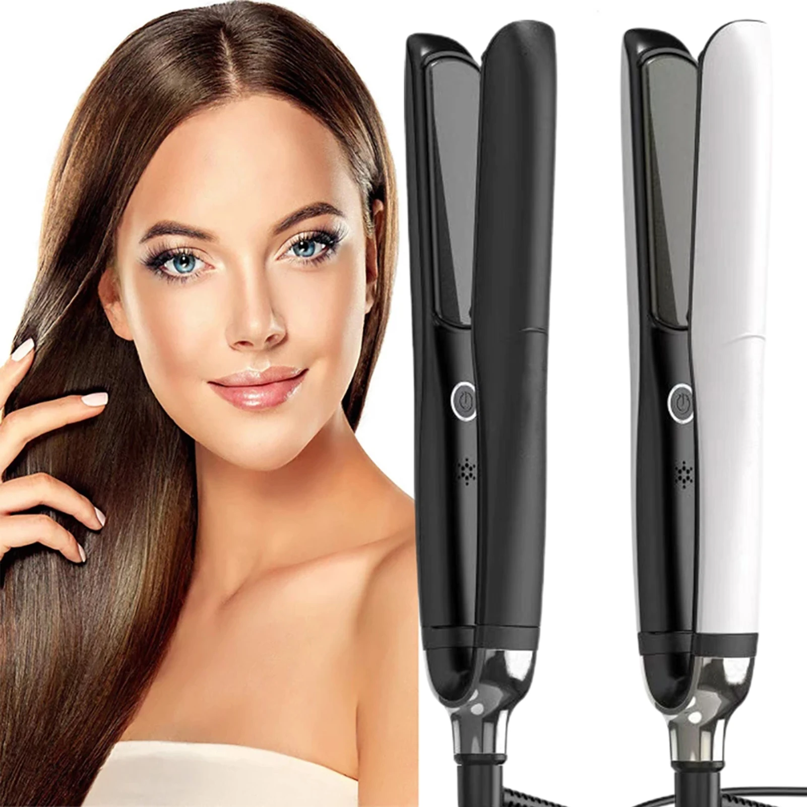New 2 in 1 Hair Styler Heats Up Fast Hair Straightener and Curler No Hair Damage for All Hair Types Hair Styling Products