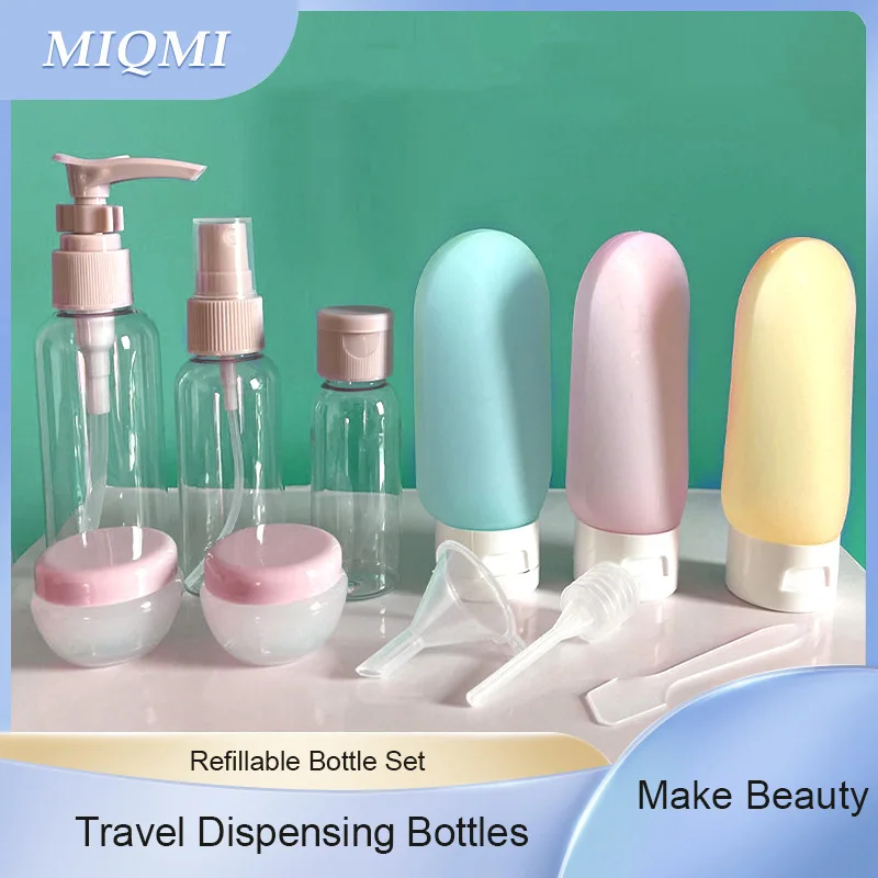 

11Pcs Travel Refillable Lotion Bottle Liquid Set Spray Funnel Dropper Shower Tube Bottling Cosmetic Empty Container Portable