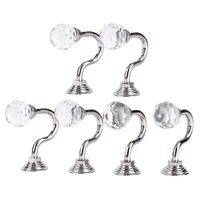 6pcs silver round head crystal glass curtain hold wall hook mounted tieback hooks hanger holder with screws