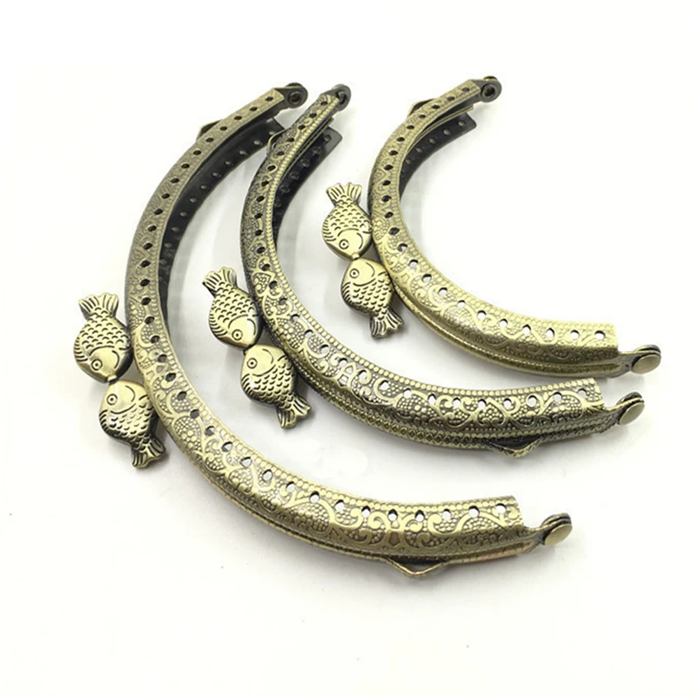 10pcs/lot 8.5cm Fish Head Metal Purse Frame Handle for Clutch Bag Accessories Delicate Making Kiss Clasp Lock Bags Vintage Frame