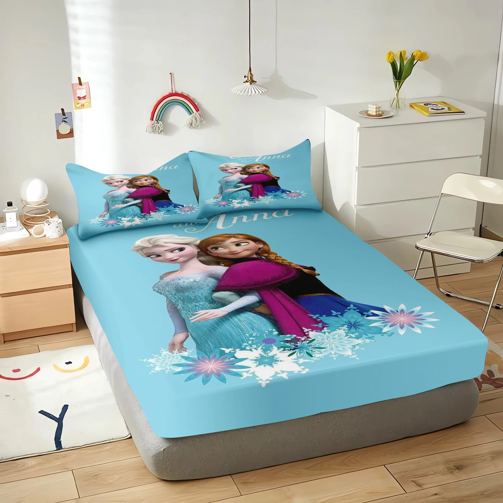 Простыня с рисунком Холодное сердце для детей эластичный чехол покрытия