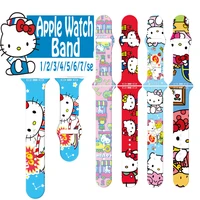 cute hello kitty silicone strap for apple watch band 42 45 38 44 40mm smartwatch rubber watchband bracelet iwatch series 7 6 5 4