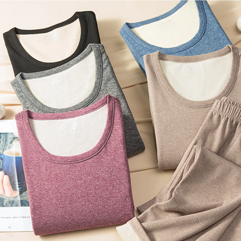 Autumn and Winter Thermal Underwear Sets For Men Women Wool Double Side Brushed Long Johns Thick Warm Couple Thermal Underwear