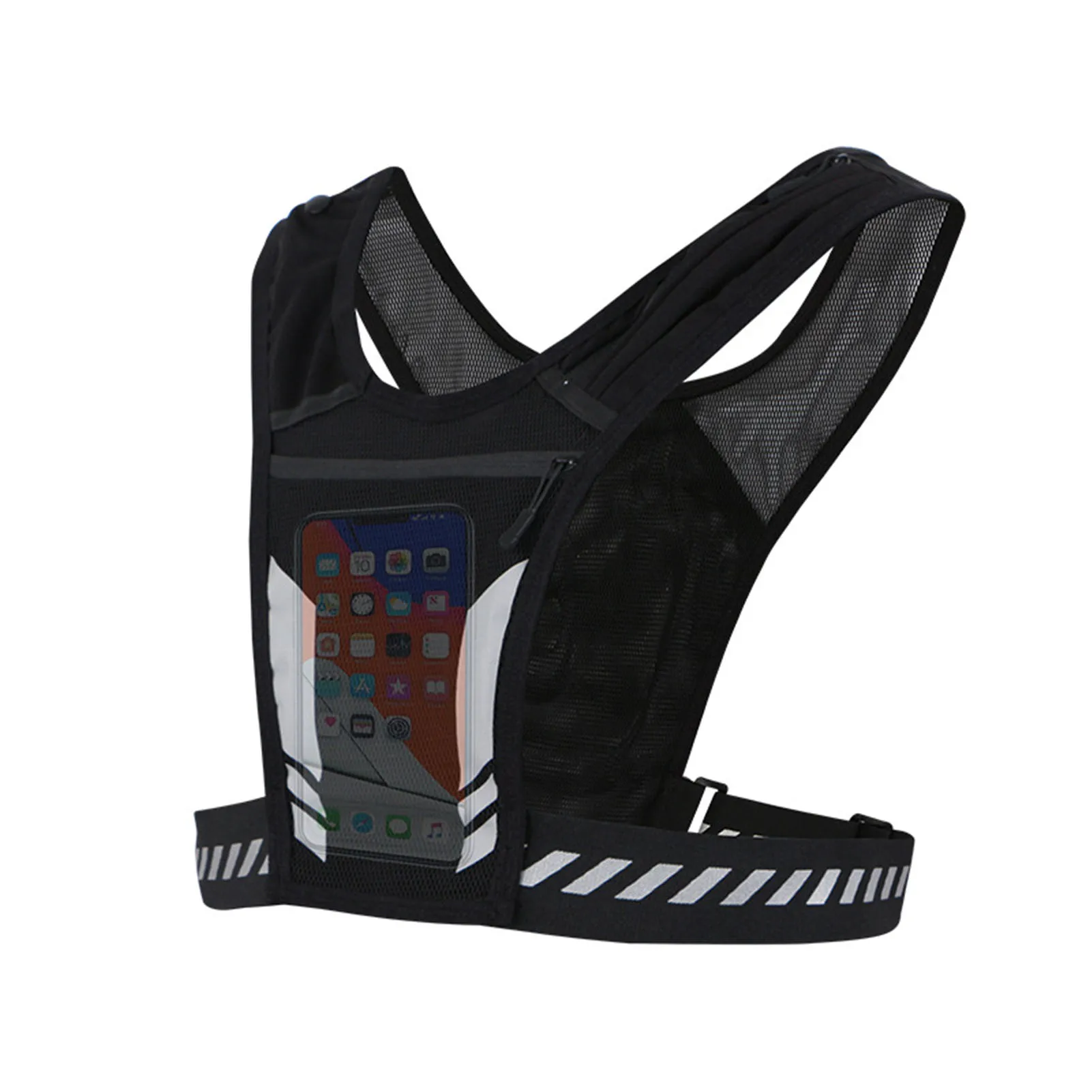 

Светоотражающий Жилет для бега, сумка-держатель для телефона, универсальный жилет для бега, езды на велосипеде, ночных занятий спортом, с карманом для бутылки с водой