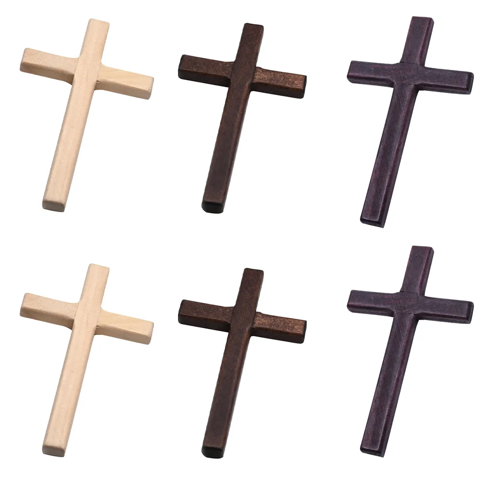 

Bulk Ornaments Wooden Cross Crafts Mini Charms Catholic Prayer Handheld Church Favors Wall Decor Jewelry Gifts
