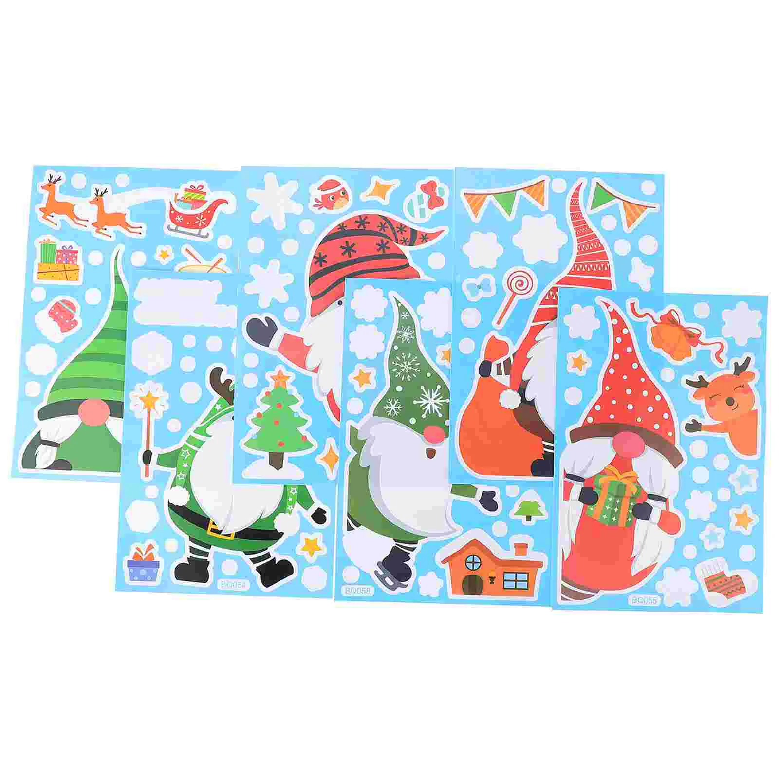 

6 Sheets of Elk Pattern Stickers Cartoon Snowman Stickers Party Ornaments