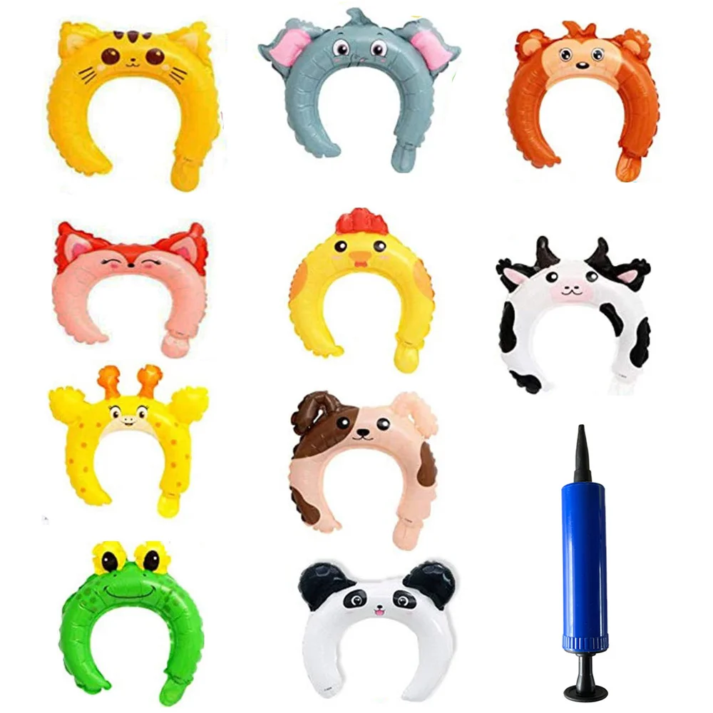 

20pcs Headband Balloon with a Pump for Farm Birthday Supplies Zoo Animals Theme Party Decorations Cow Fox Giraffe Dog Ballon