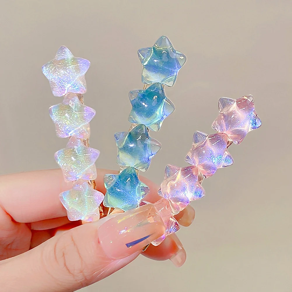 

Summer New Fashion Gradient Star Hairpin Cute Girl Heart Duckbill Clip Sweet Cute Soft Girl Side Hair Accessories