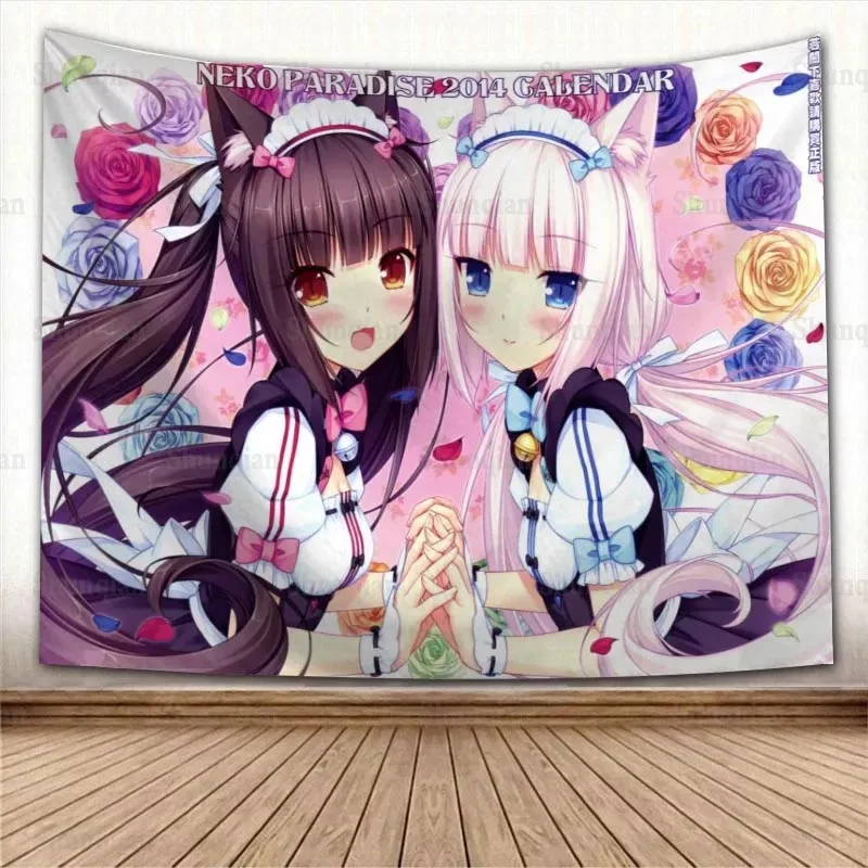 

Nice NEKOPARA Anime Tapestry Colorful Psychedelic Decorative Carpet Wall Fabric For Living Room Bedroom Tapestries Accessories