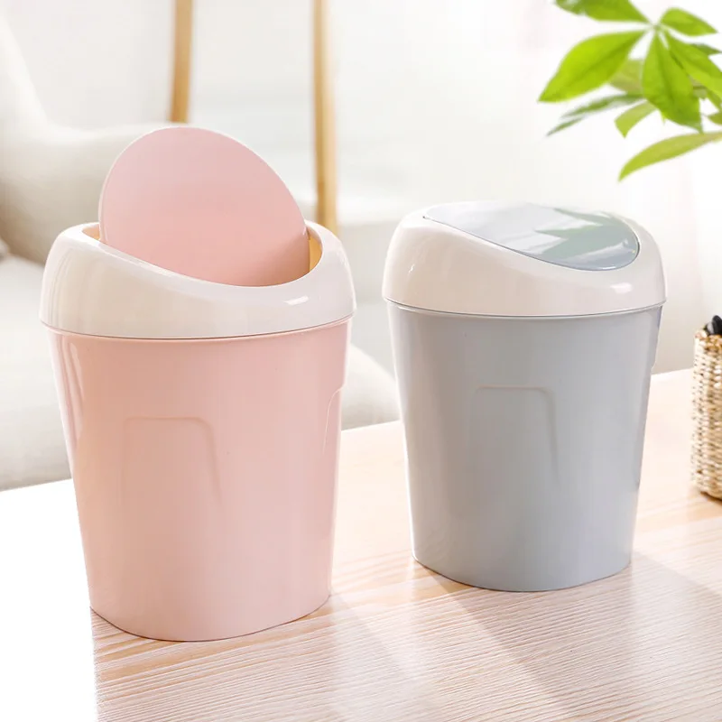 

Nordic Trash Can Desktop Organizer Storage Box with Shake Lid Kitchen Bin Table Trash Can Household Table Mini Garbage Bin