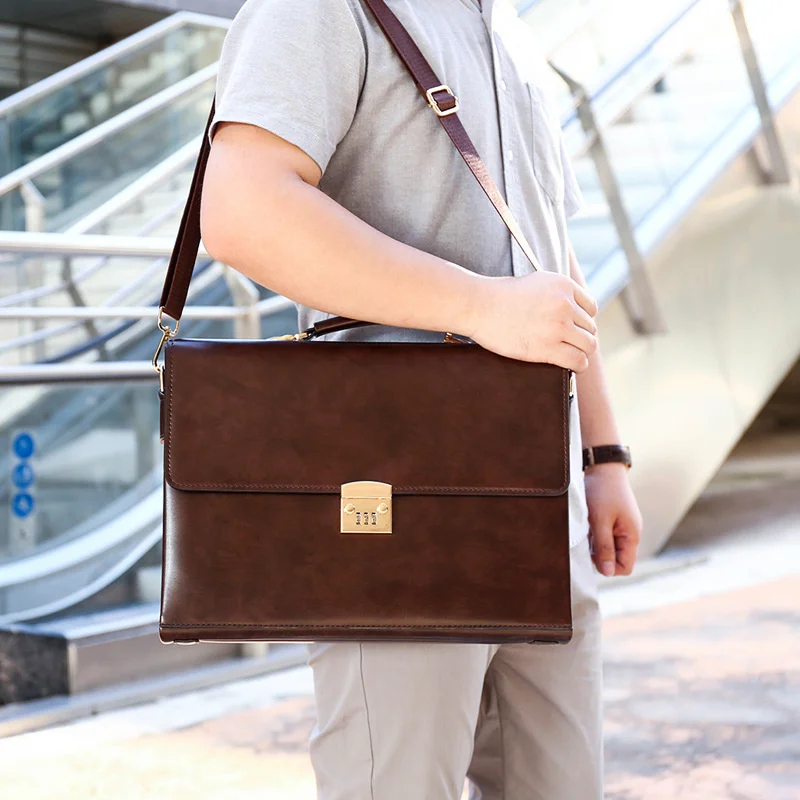 2023 Business Briefcase Password Lock Men Messenger Bag Men's Handbags Handmade Men's Shoulder Bag Casual Laptop bag