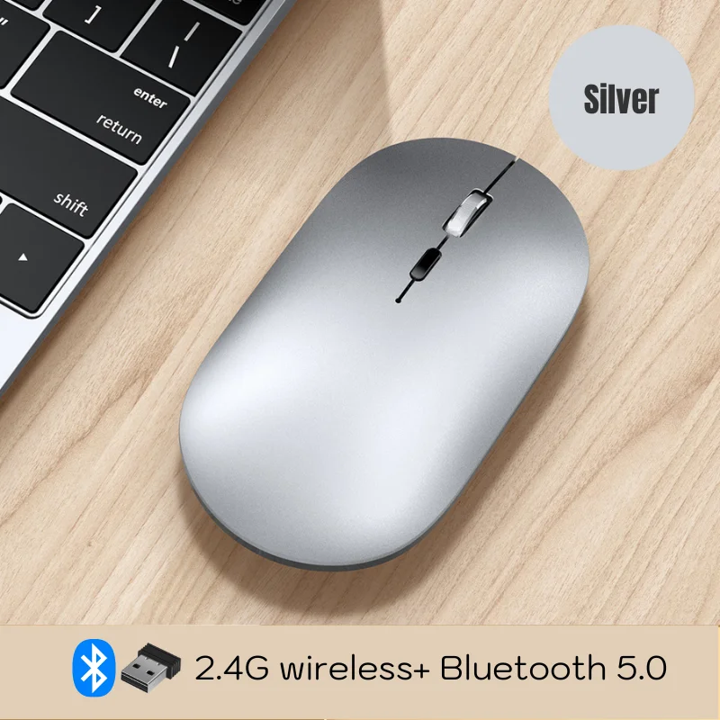 

Ergoage High-quality Wireless Bluetooth Ultra-thin Silent Mouse Aluminum Scroll Wheel Rechargeable Battery for Desktop Laptop