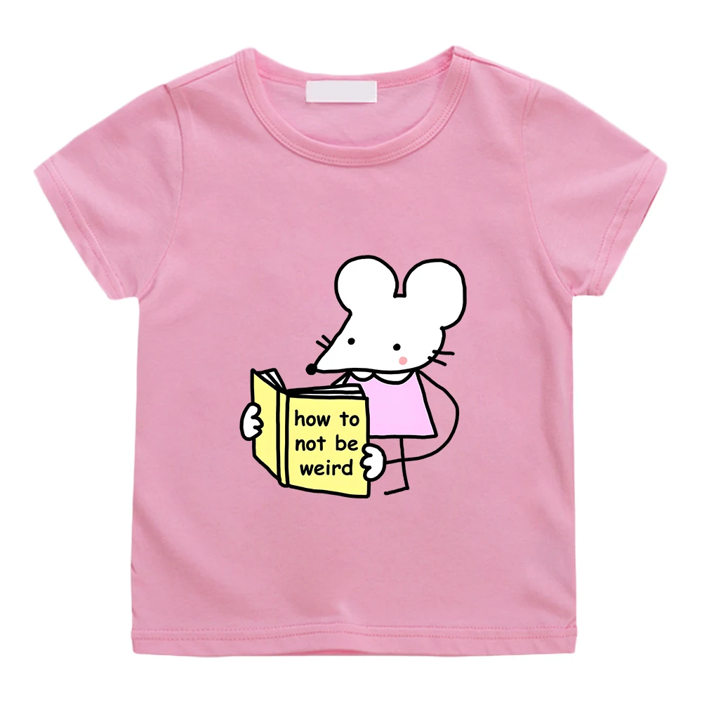 

Brief Strokes Mouse Graphic T-shirt 100% Cotton High Quality O-neck Tee-shirt Kawaii Boys and Girls Children Shirt Causal Summer