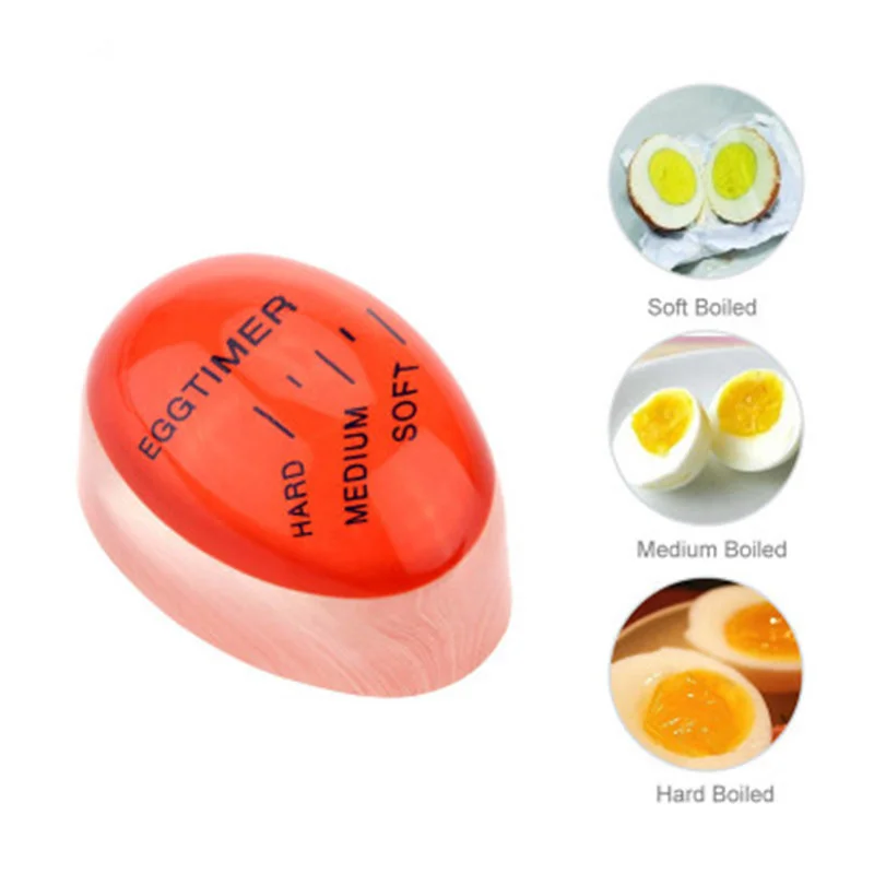 

1pcs Egg Perfect Color Changing Timer Yummy Soft Hard Boiled Eggs Cooking Kitchen Eco-Friendly Resin Egg Timer Red Timer Tools