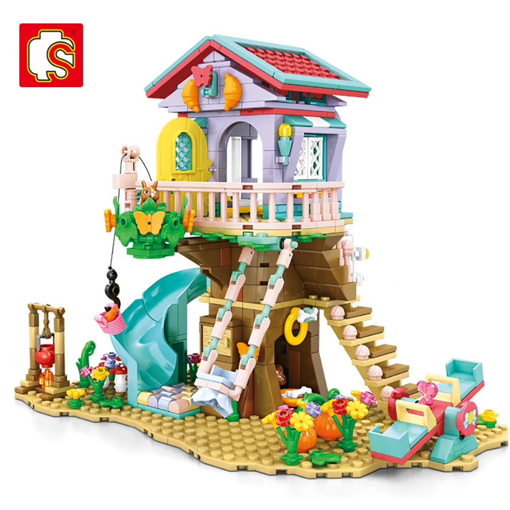 

SEMBO City Street View Summer Jungle Кемпинг дерево дом строительные блоки высокотехнологичные строительные игрушки для друзей детей подарок на день рожде...