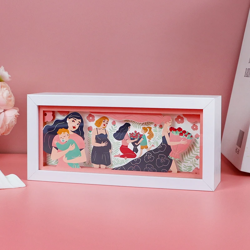 Подарок на день матери семейная коробка 3D теневая деревянная рамка бумажная