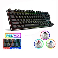 wired gaming mechanical keyboard rgb mix backlit keyboard 87 104 anti ghosting blue red switch for game laptop pc russian us