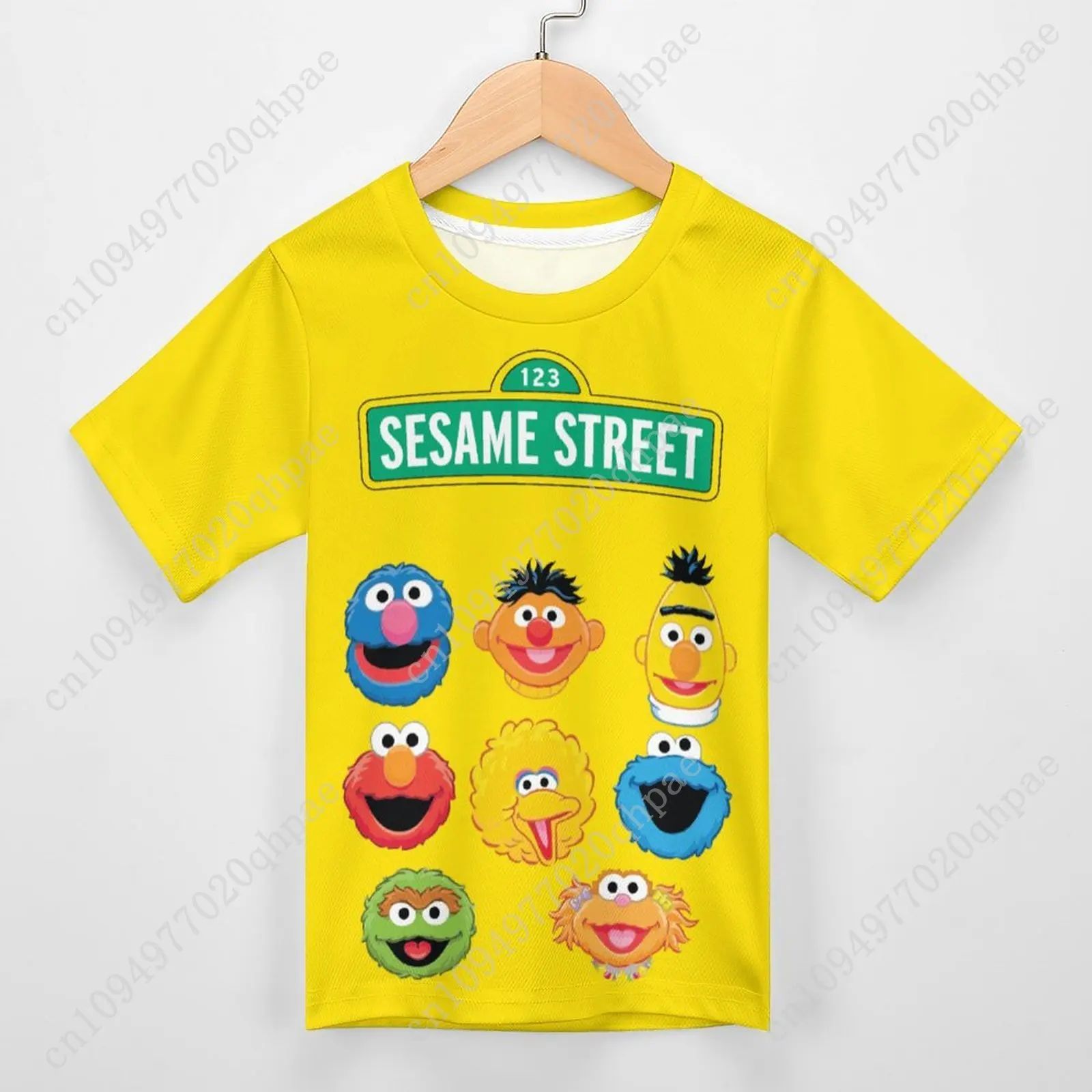 Фото Футболка S-Sesames S-Streets для мальчиков и девочек, детская хлопковая футболка с короткими рукавами, легкая дышащая футболка, летние топы на заказ №2