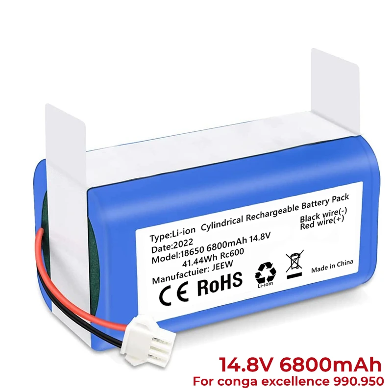 

14.4V 6800mAh Replacement Battery for Conga Excellence 990 950 1090 Eufy RoboVac 11 11S 15C 15T and Ecovacs Deebot N79S DN622