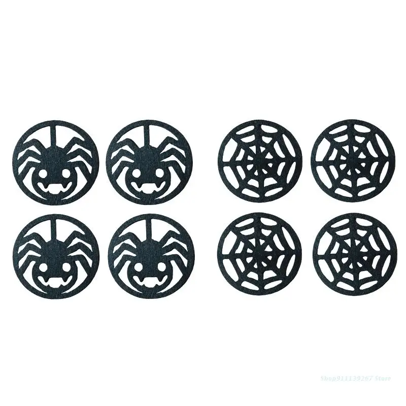 

C5AD 4 шт. Хэллоуин черный паук веб-кружка подставка нетканый стол подставка декор для вечеринки
