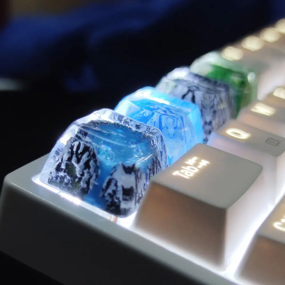 

1Pc Hand-Customized Keycaps Mountain Resin Keycaps for Mechanical Keyboards Fuji Customized Keycaps Snow Sa R3 Profile Mx Switch