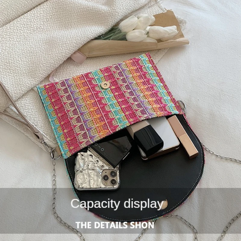 Vintage Envelope Bag 2023 Leisure Ethnic Fashion Chain Shoulder Bags  Messenger Bag Texture Small Square Bag for Women Handbag