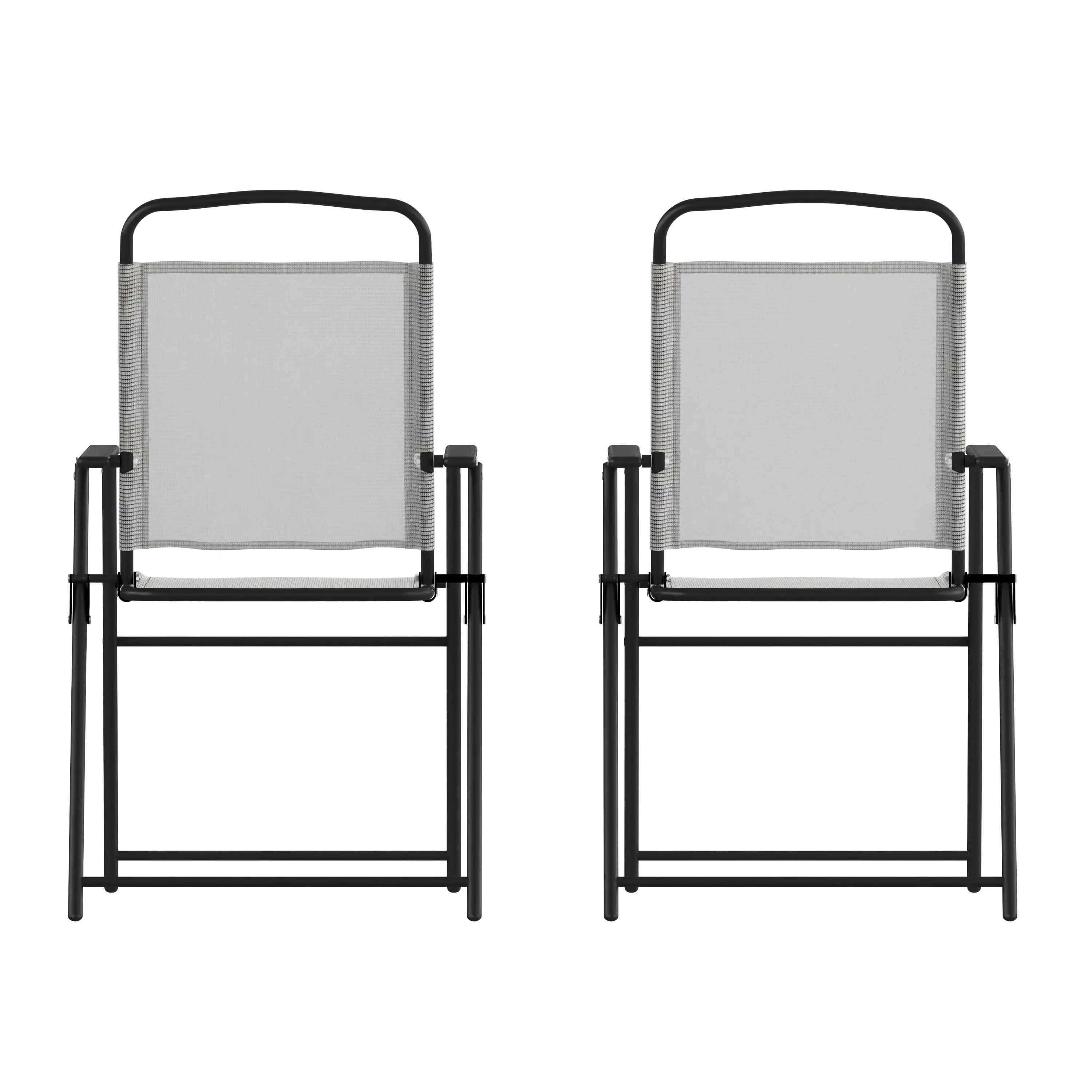 

Набор мебели Flash из 2 мягких складных стульев для внутреннего дворика, уличные текстиленовые стулья для газона с подлокотниками серого цвета
