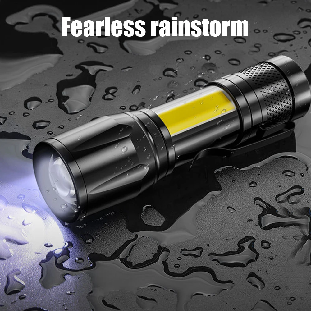 

XPE+COB Powerful Flashlight 3 Modes Portable Handheld Lamp Telescopic Zoom Camping Lantern USB Rechargeable for Outdoor Working