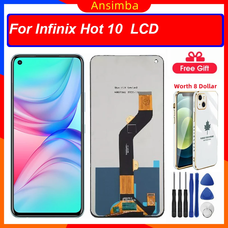 

For Infinix Hot 10 LCD Display Touch Screen Digitizer Assembly Replacement With Free Clear Case For Infinix Hot10 Screen Display