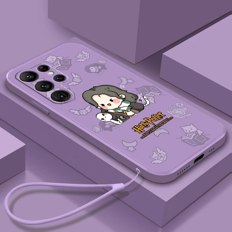 

Cute Potters Ring Harries Art Phone Case For Samsung Galaxy S23 S22 S21 S20 FE S10 Plus Lite Ultra 5G Liquid Rope Soft TPU Cover