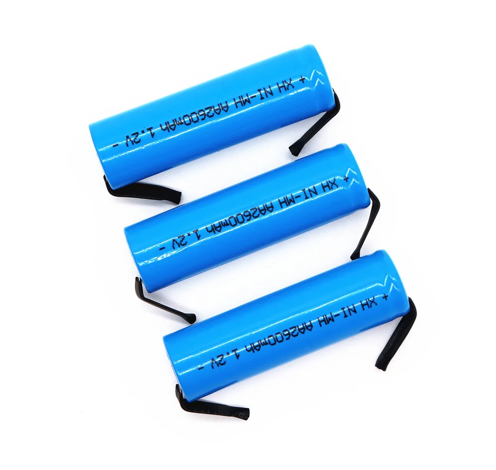 

100% Original AA Rechargeable Battery 1.2V 2600mAh AA NiMH Battery with Solder Pins for DIY Electric Razor toothbrush Toys