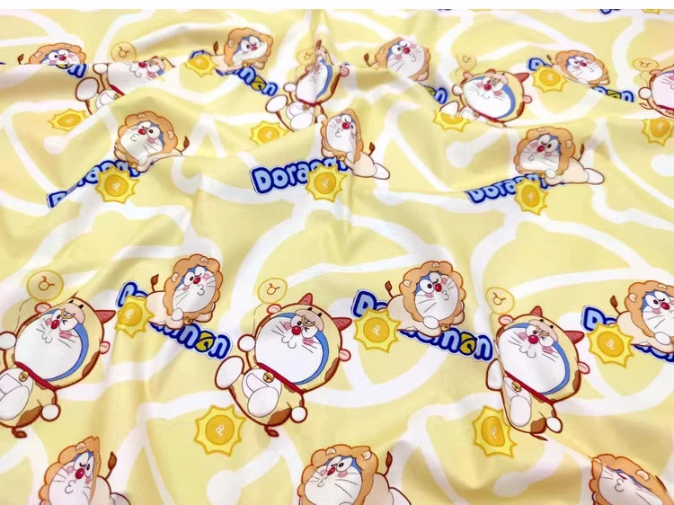Желтая 110 хлопчатобумажная ткань Doraemon шириной 100 см, лоскутное шитье, домашний текстиль, чехол для стеганого одеяла, рукоделие, ткань для рукоделия