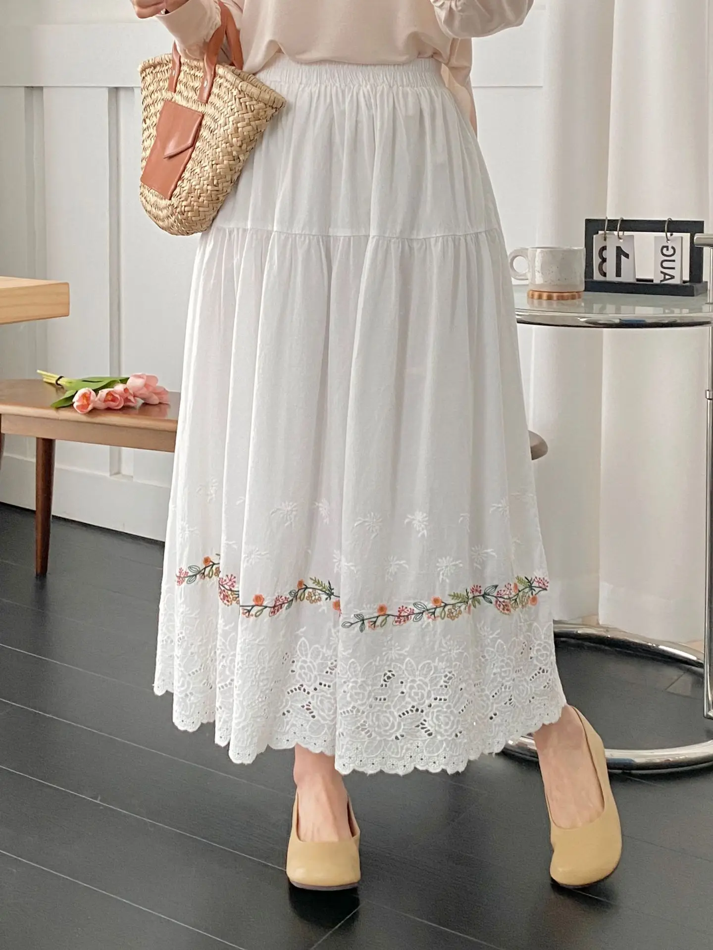 2025 винтажные юбки в стиле бохо для женщин летние хлопковые длинные с эластичной